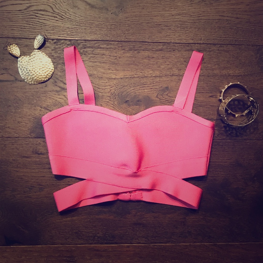 Pink Bandage Cut Out Crop Top